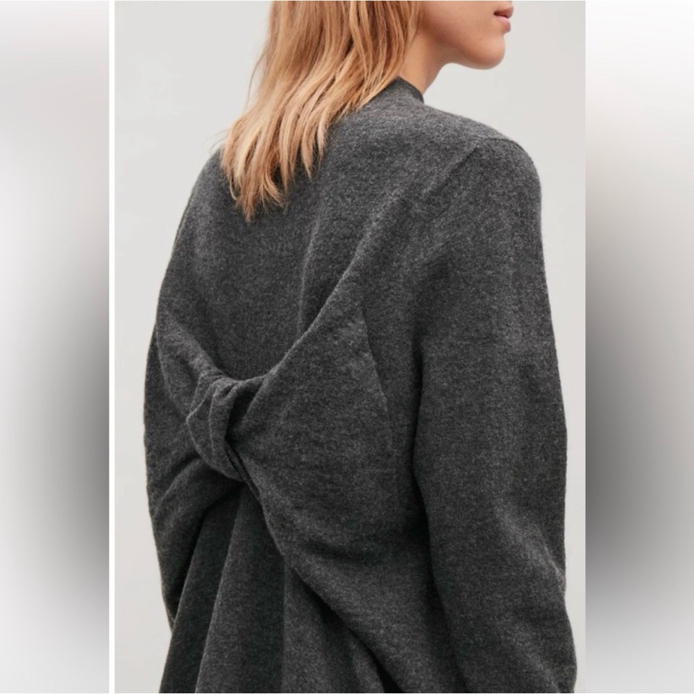 COS 100% Wool Long Sleeve Bow Back Mock Neck Sweater NWT Size Large